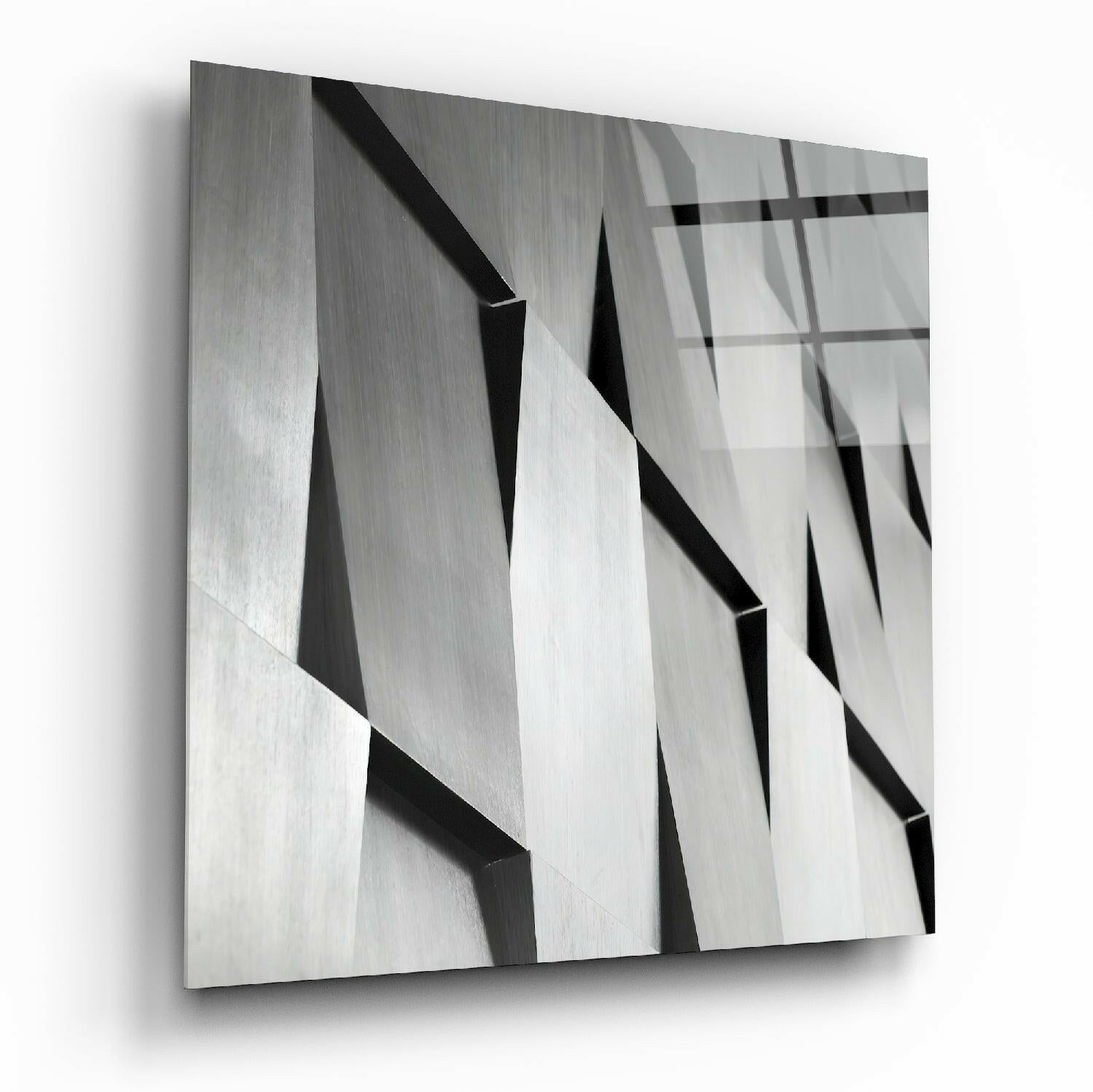 Modern abstraction glass wall art on living room wall