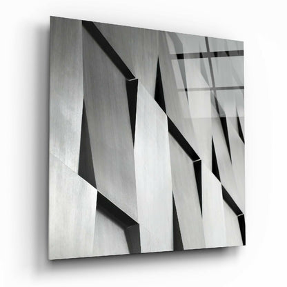 Modern abstraction glass wall art on living room wall