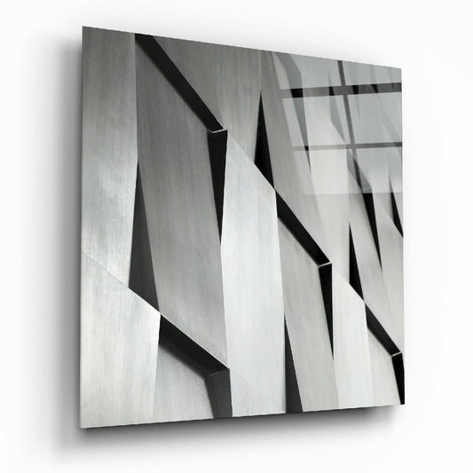 Modern abstraction glass wall art on living room wall