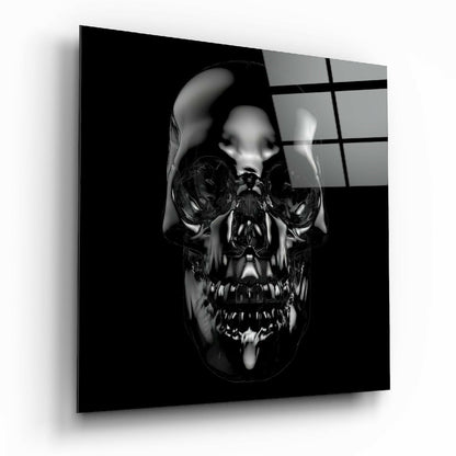 Skull motif glass wall art in modern edgy decor