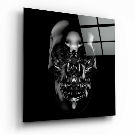 Skull motif glass wall art in modern edgy decor