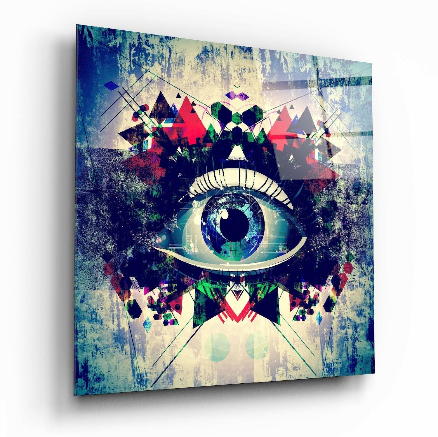 Eye glass wall art printed on tempered glass