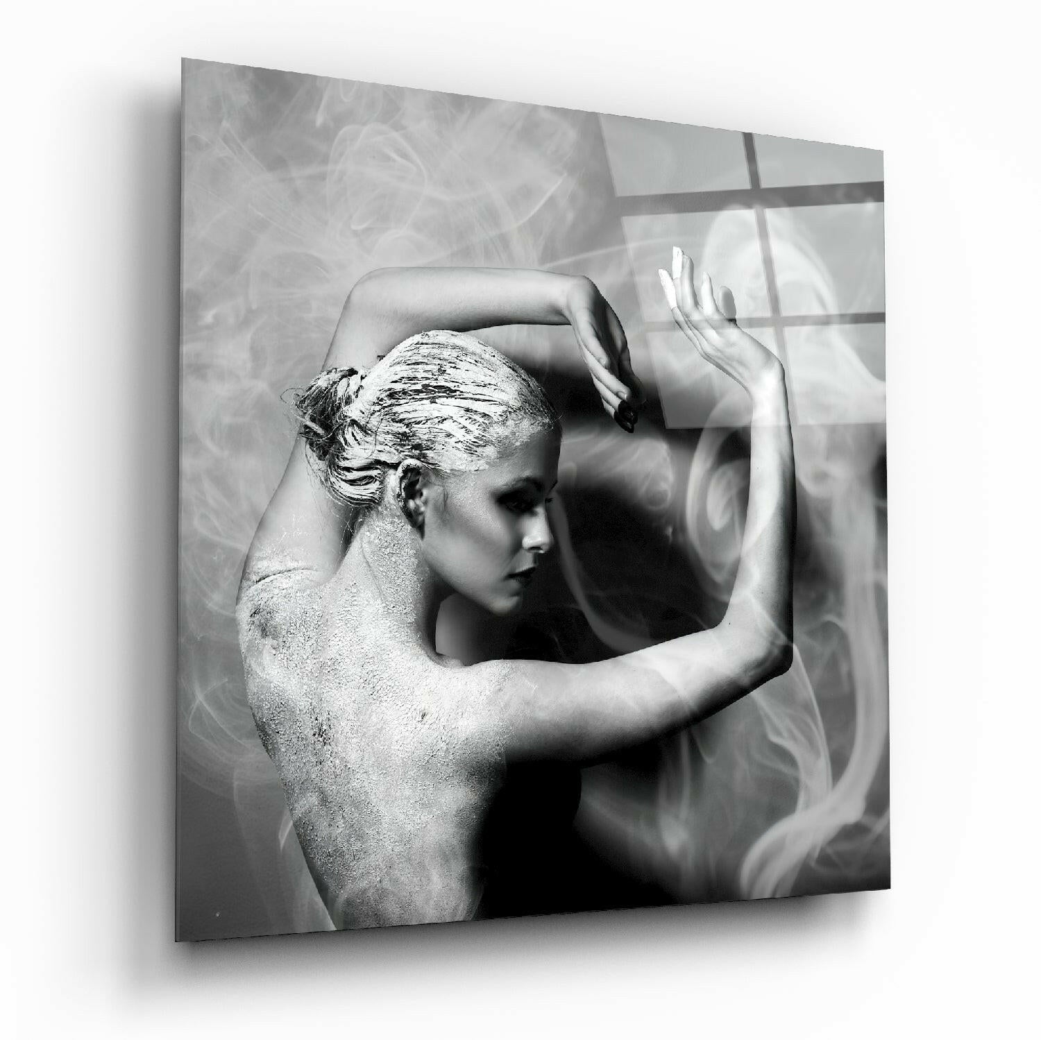 Smoke Dancing glass wall art printed on tempered glass