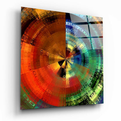 Color wheel glass wall art, vivid full-spectrum color ring on high-gloss tempered glass