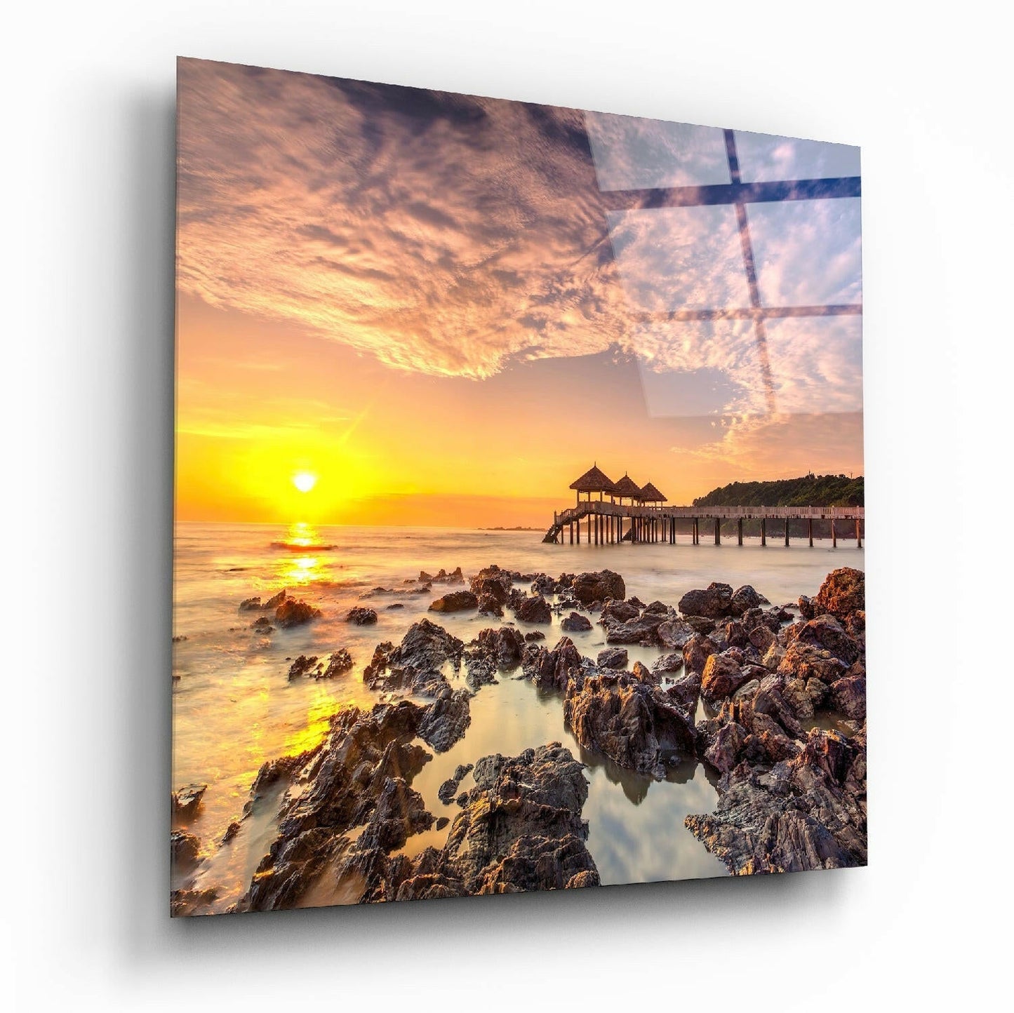 Sunrise glass wall art