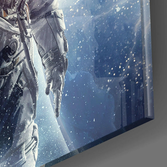 Moonlit Lens Flare Astronaut Glass Wall Art