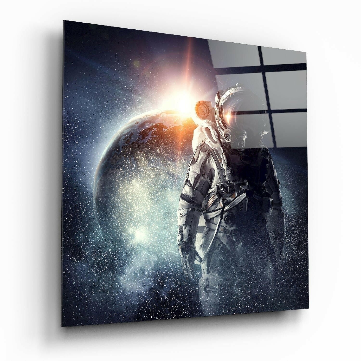 Astronaut glass wall art printed on tempered glass