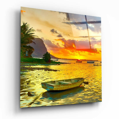 Sunset glass wall art