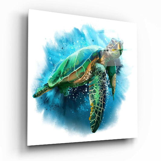Caretta Caretta sea turtle glass wall art