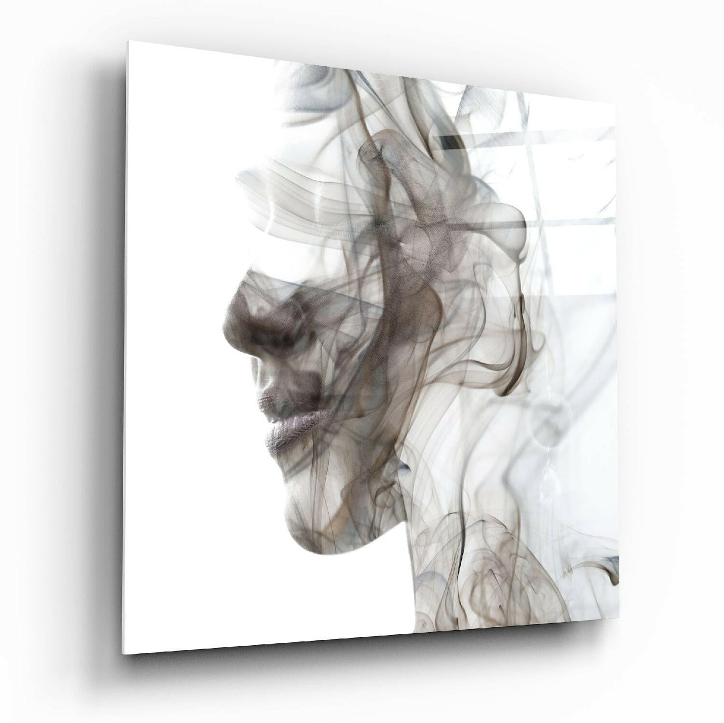 Smoke Face abstract figurative glass wall art
