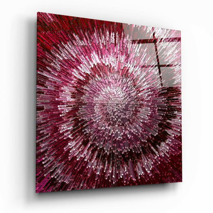 Cycle of Red abstract glass wall art with vivid color