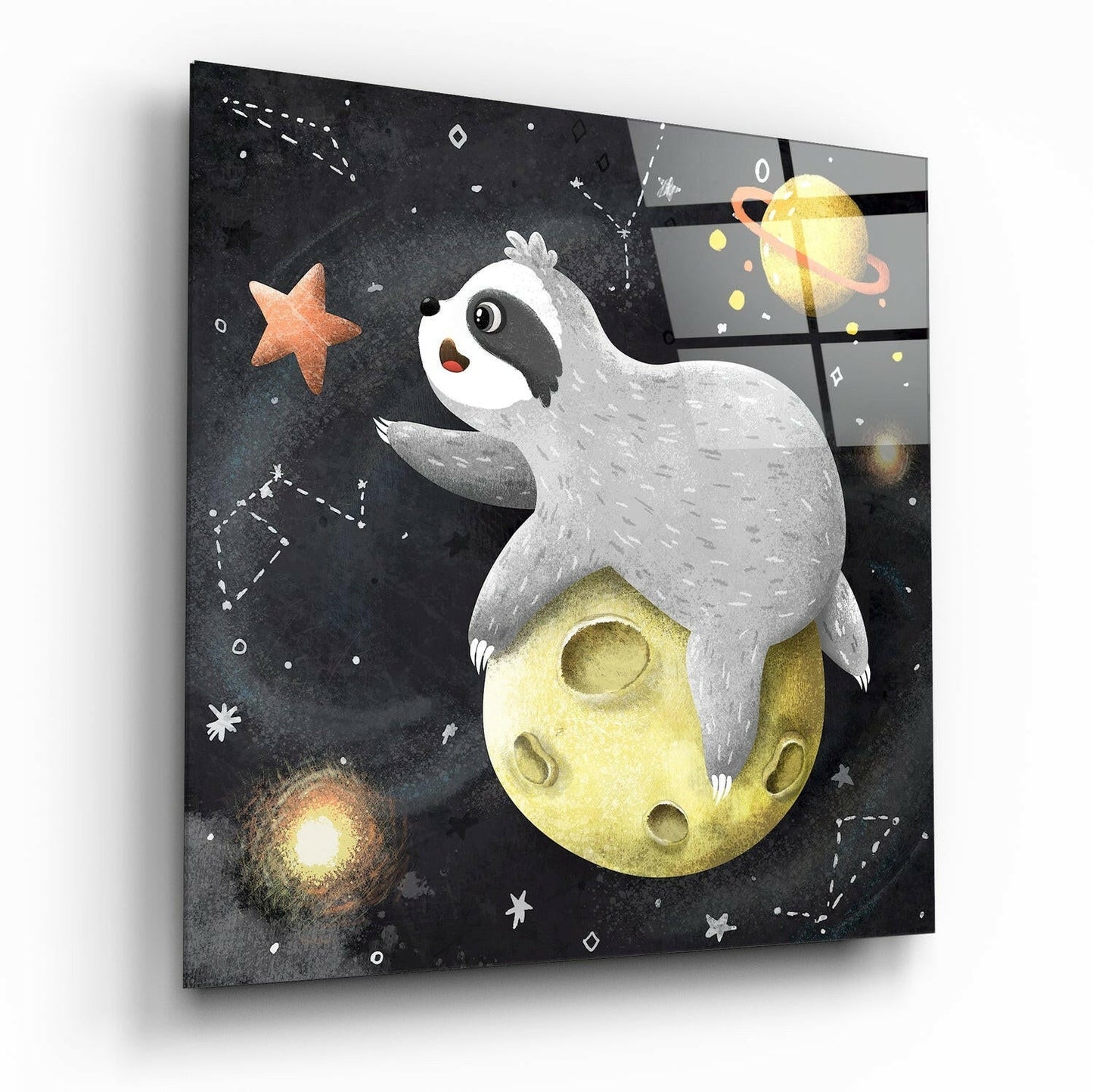 Laziness on the moon glass wall art - dreamy design