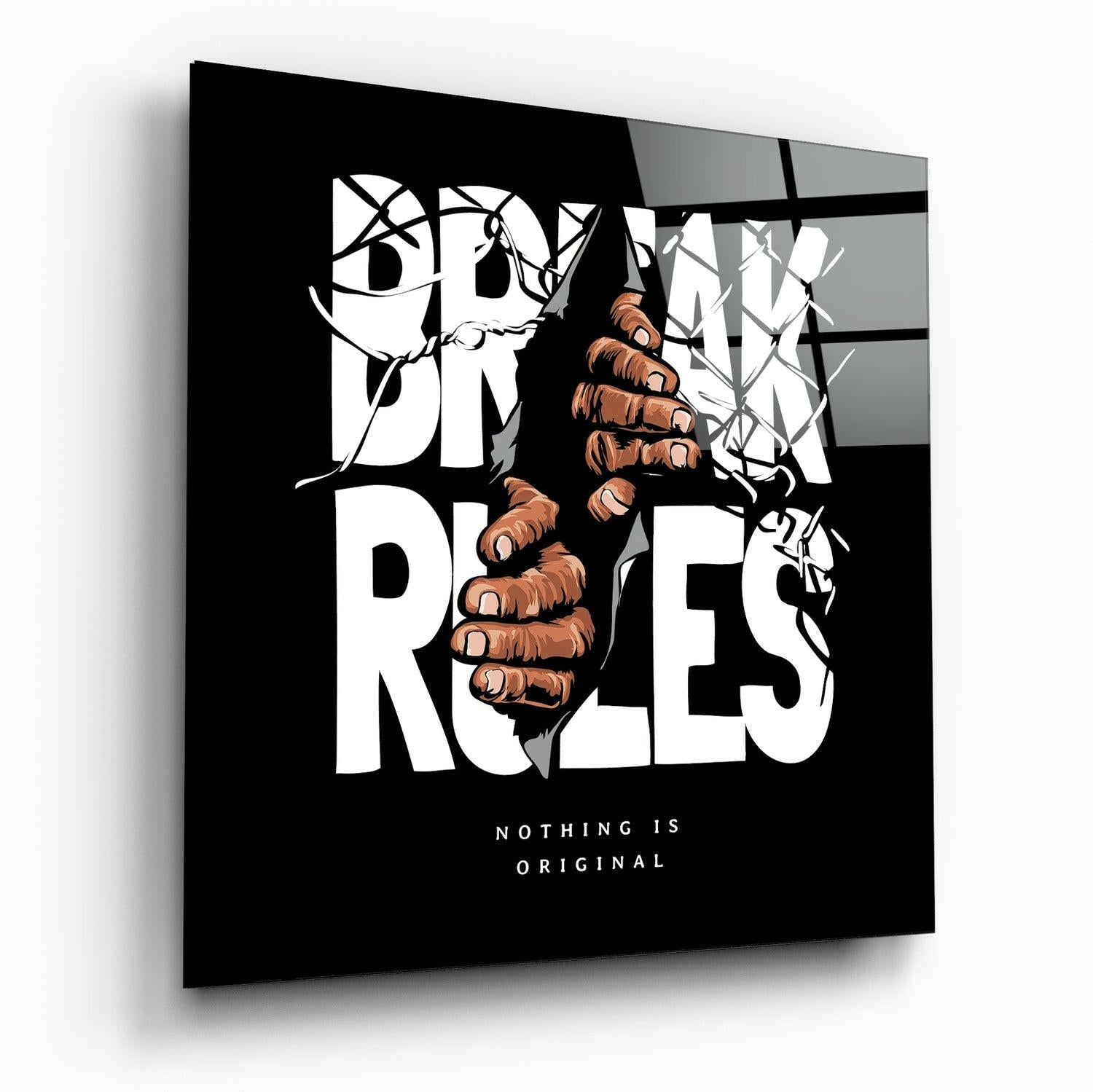 Rule Breaker Glass Wall Art printed on tempered glass