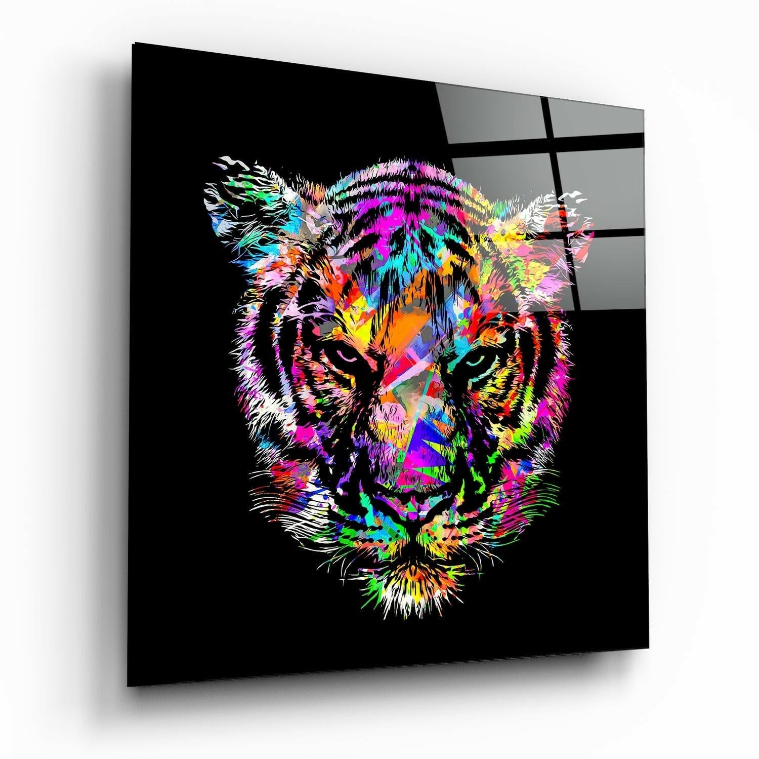 Colored Tiger Glass Wall Art printed on tempered glass