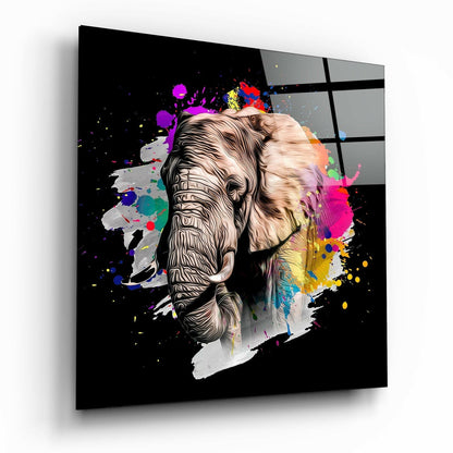Elephant safari square glass wall art tempered glass vivid wildlife portrait