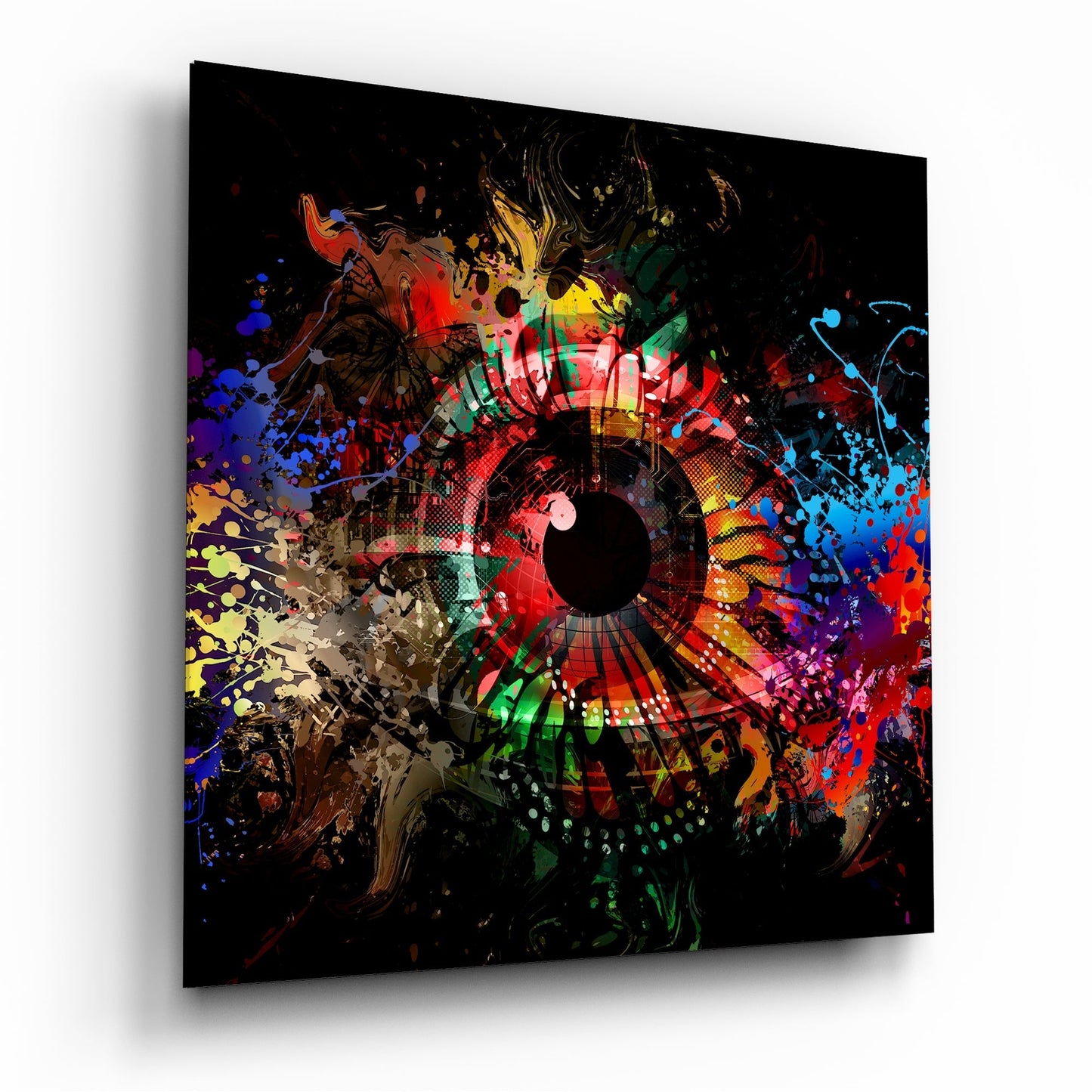 Illustration eye glass wall art tempered glass print
