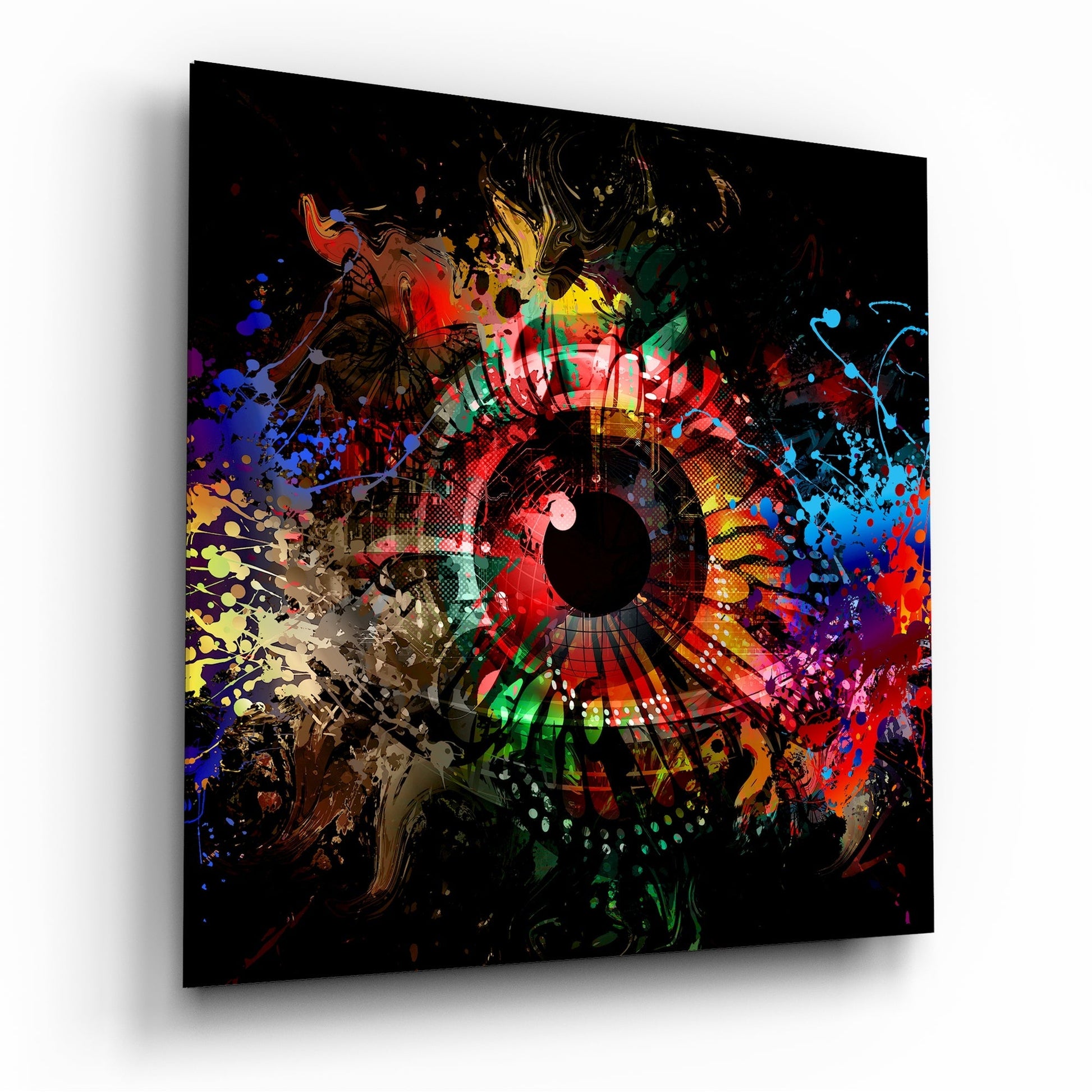 Illustration eye glass wall art tempered glass print