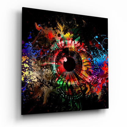 Illustration eye glass wall art tempered glass print