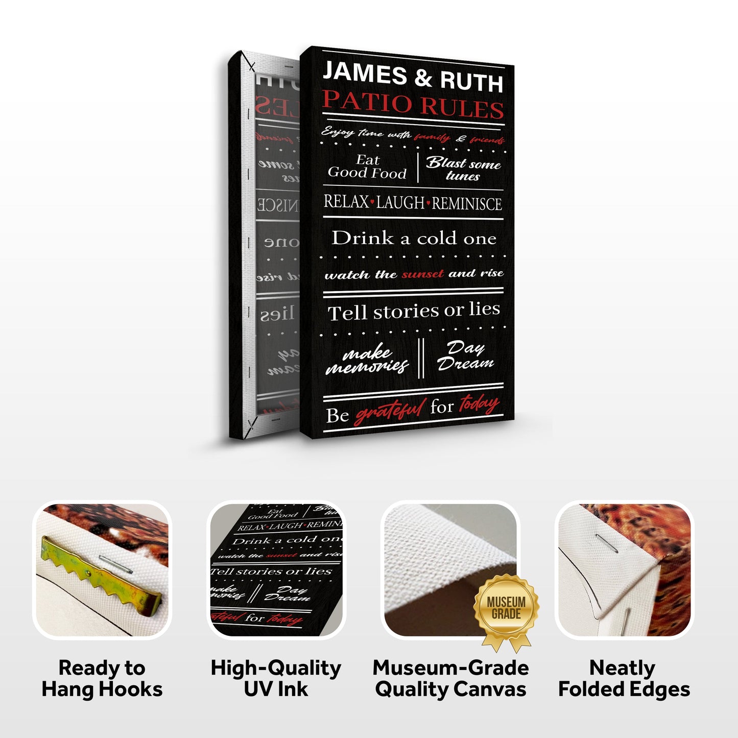 Patio Rules Canvas Wall Art Sign