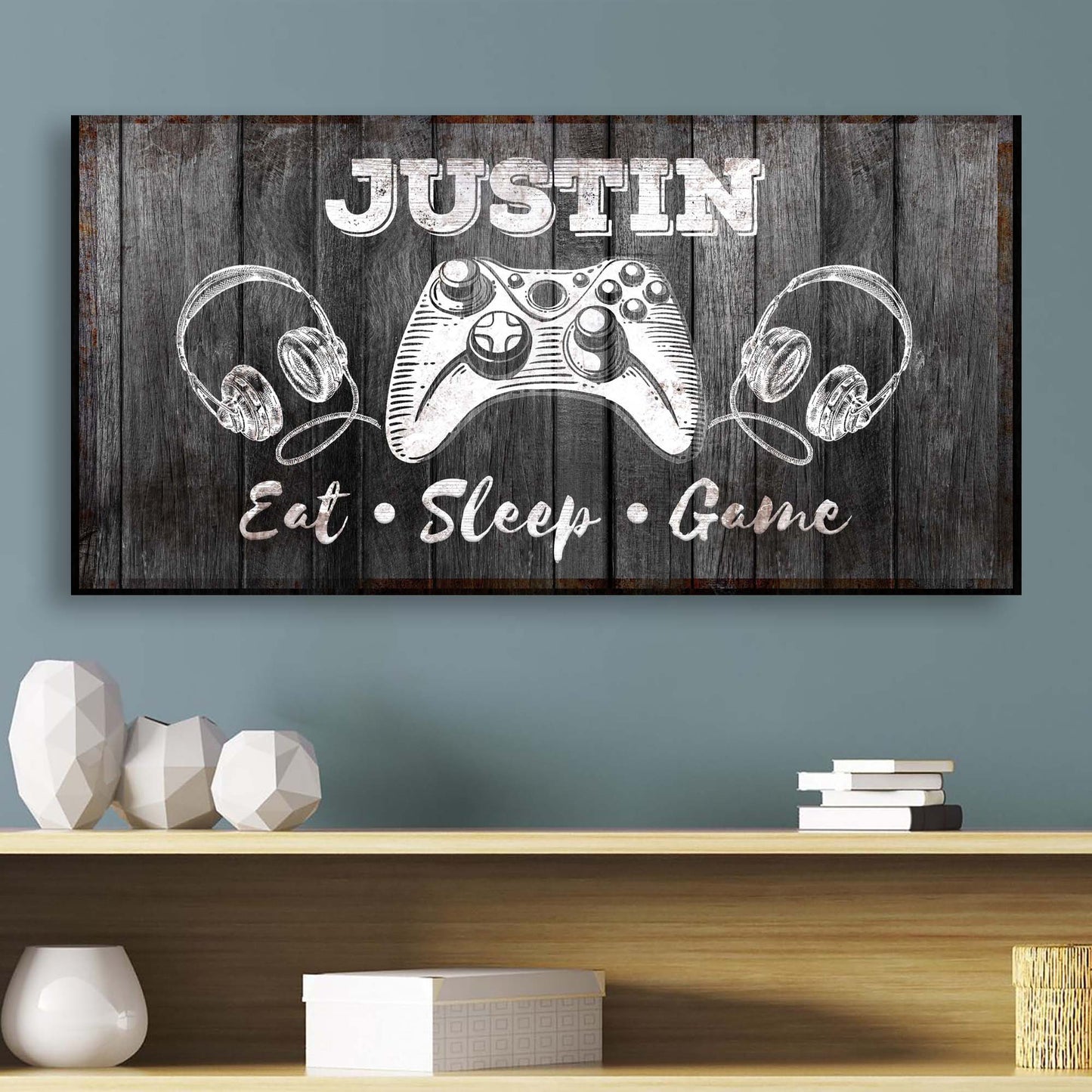 Eat Sleep Game Room Canvas Sign