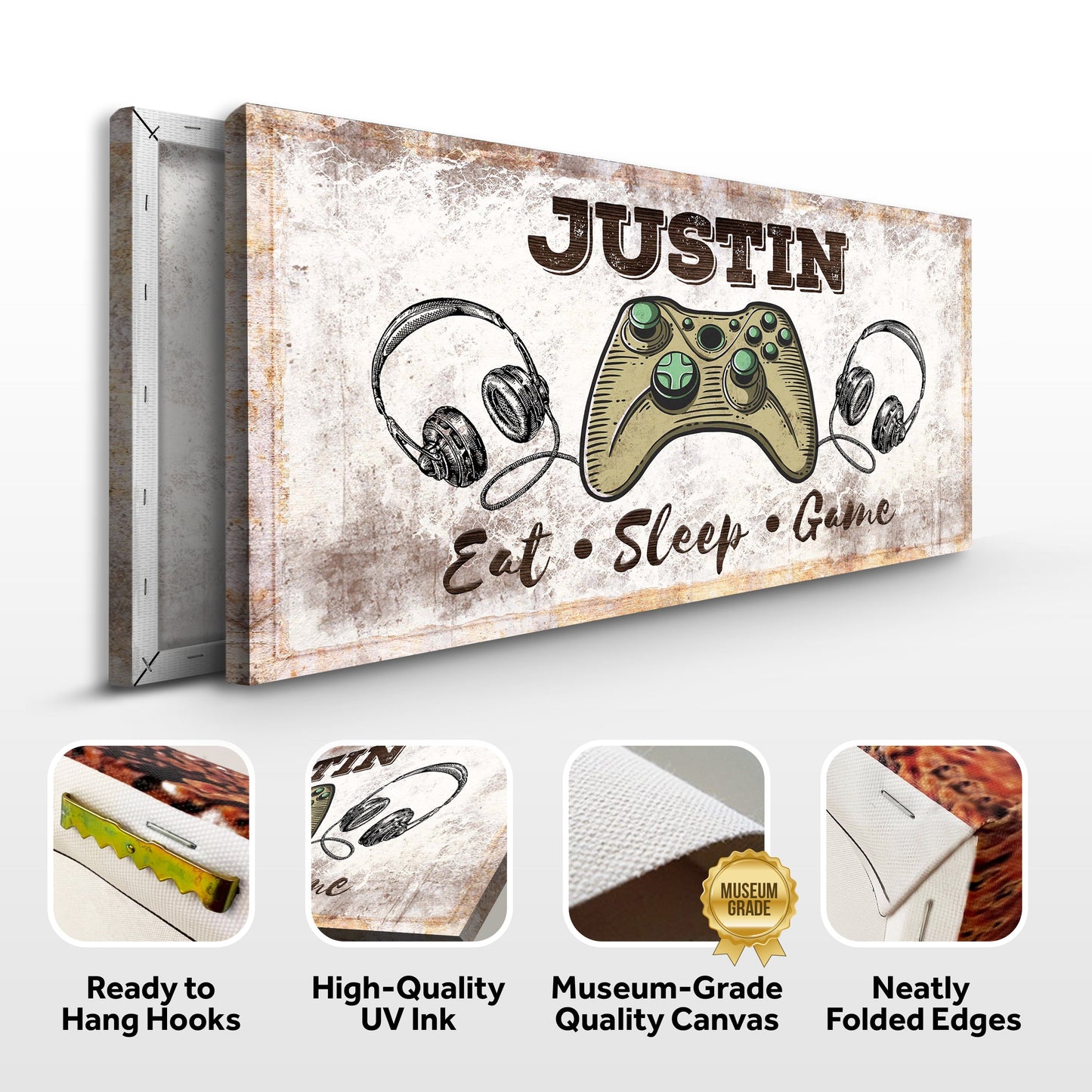 Eat Sleep Game Room Canvas Sign