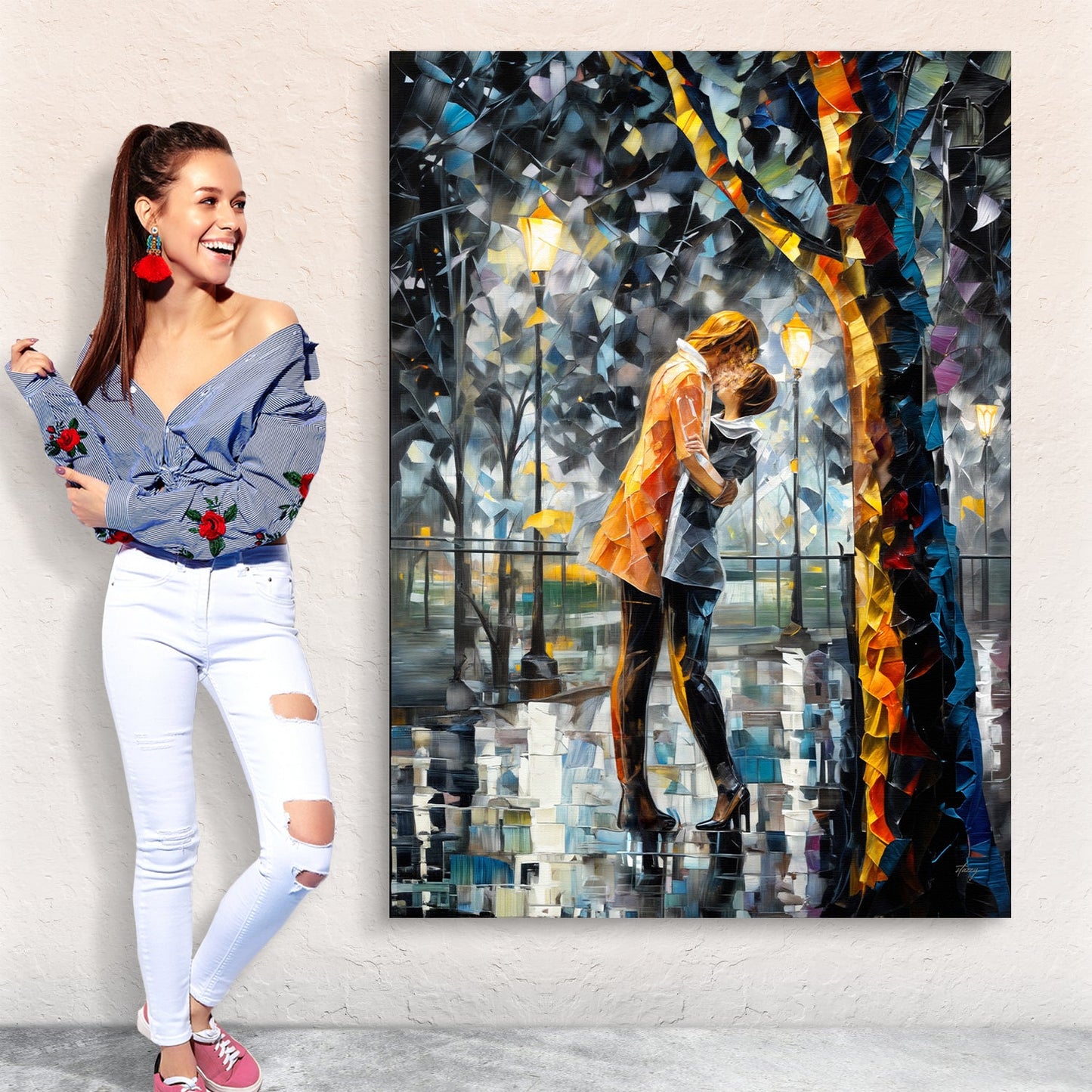 Kaleidoscope Kiss Romantic Abstract Canvas Wall Art