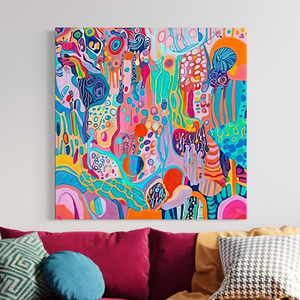 Kaleidoscopic Voyage Colorful Abstract Canvas Wall Art