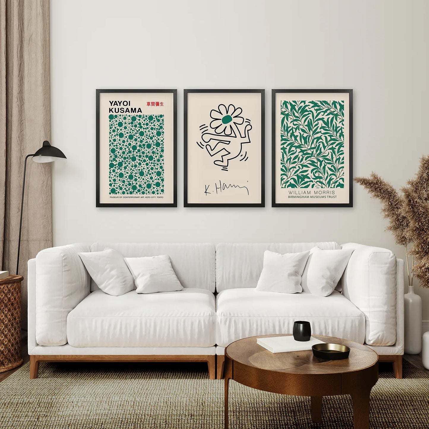 Green Abstract Exhibition Wall Art Set of 3 Prints