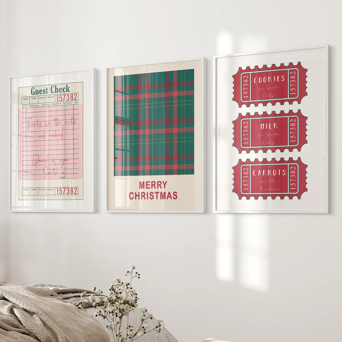 Christmas Guest Check Santa Tickets Wall Art Set