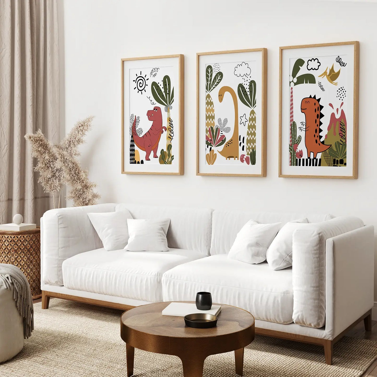 Cute Dinosaur Wall Art Set of 3 Boys Nursery Prints