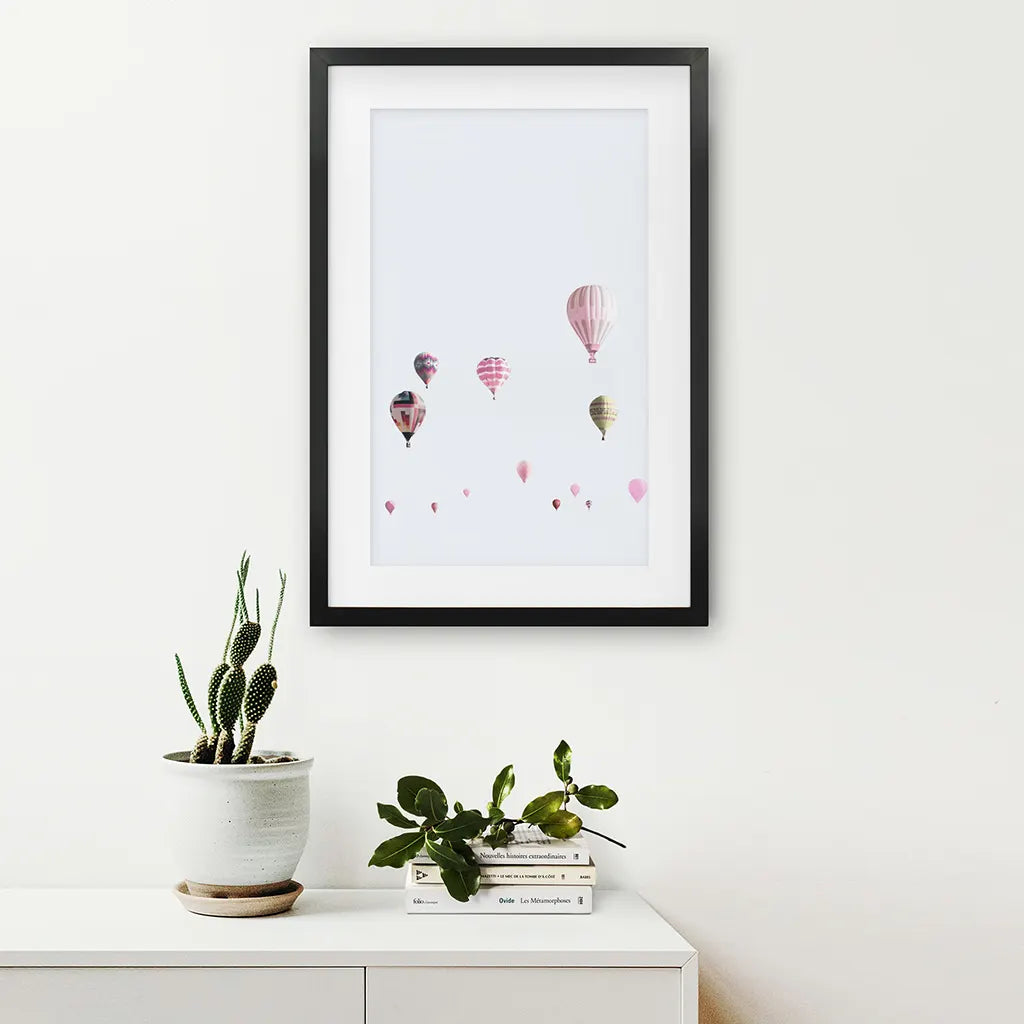 Colorful Hot Air Balloons Wall Art Print, Kids Room Decor