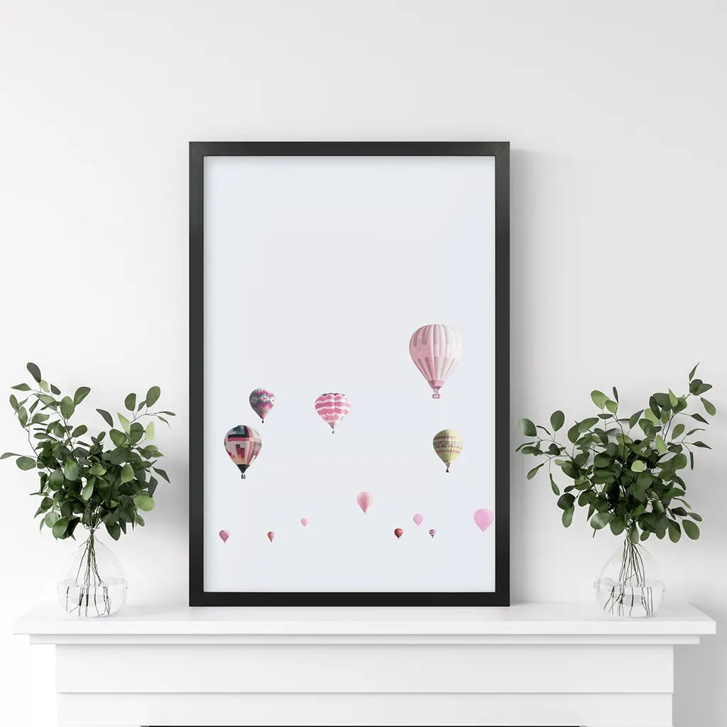 Colorful Hot Air Balloons Wall Art Print, Kids Room Decor