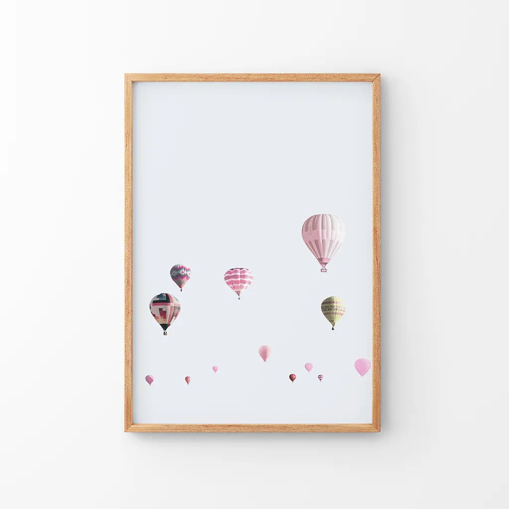 Colorful Hot Air Balloons Wall Art Print, Kids Room Decor