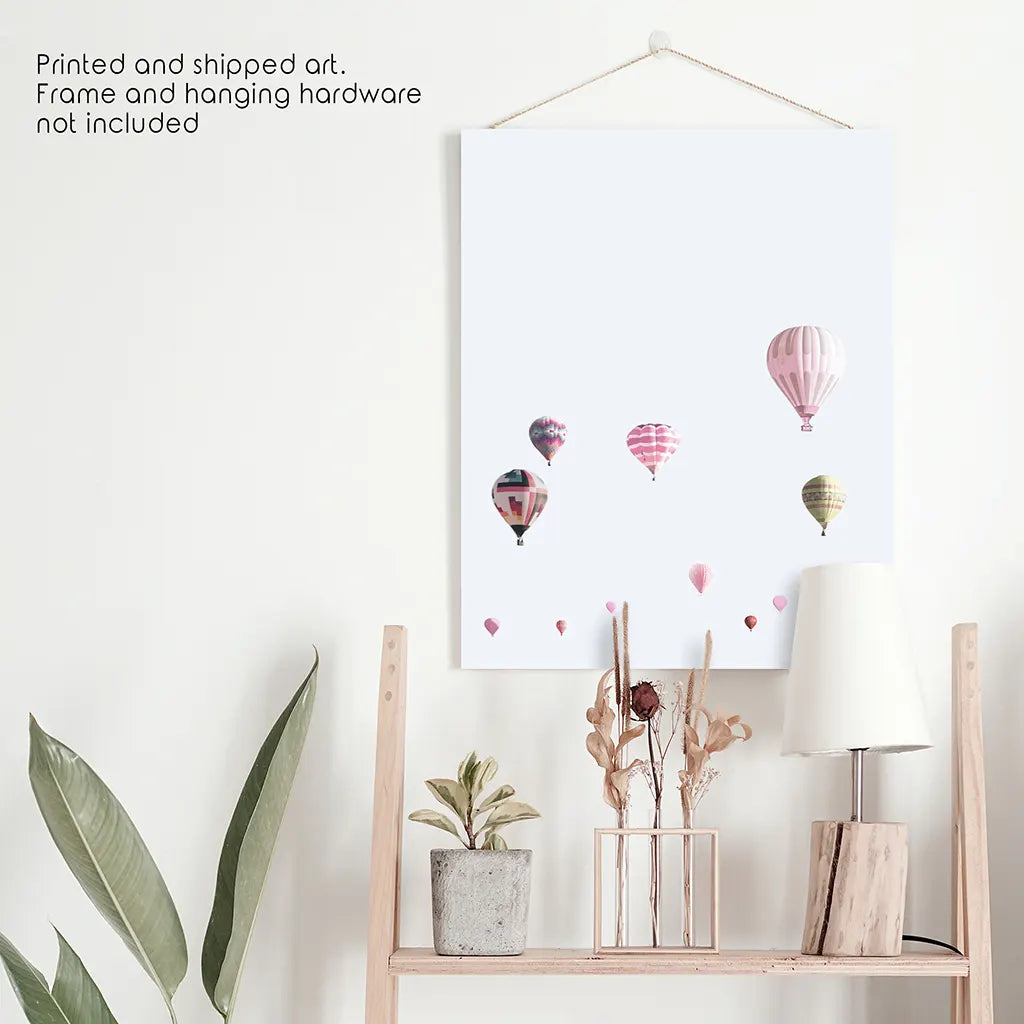 Colorful Hot Air Balloons Wall Art Print, Kids Room Decor
