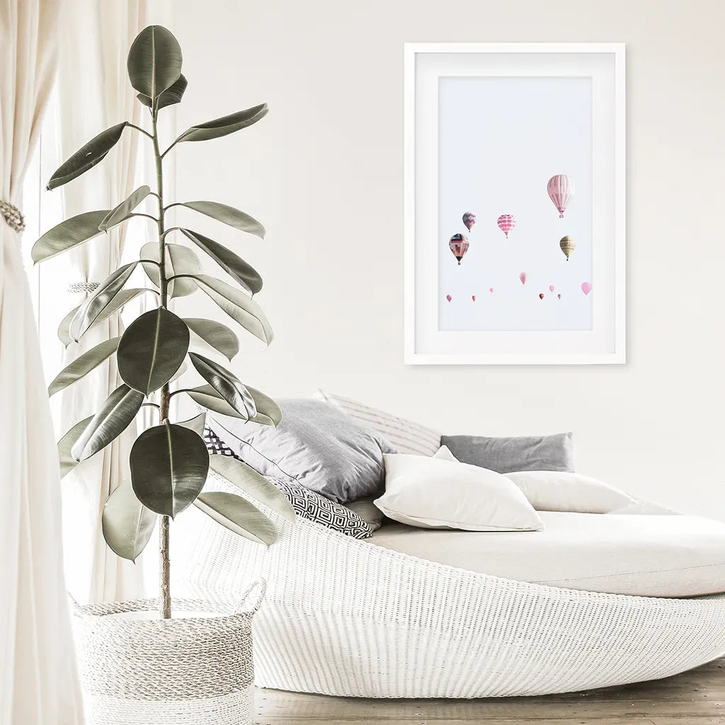 Colorful Hot Air Balloons Wall Art Print, Kids Room Decor