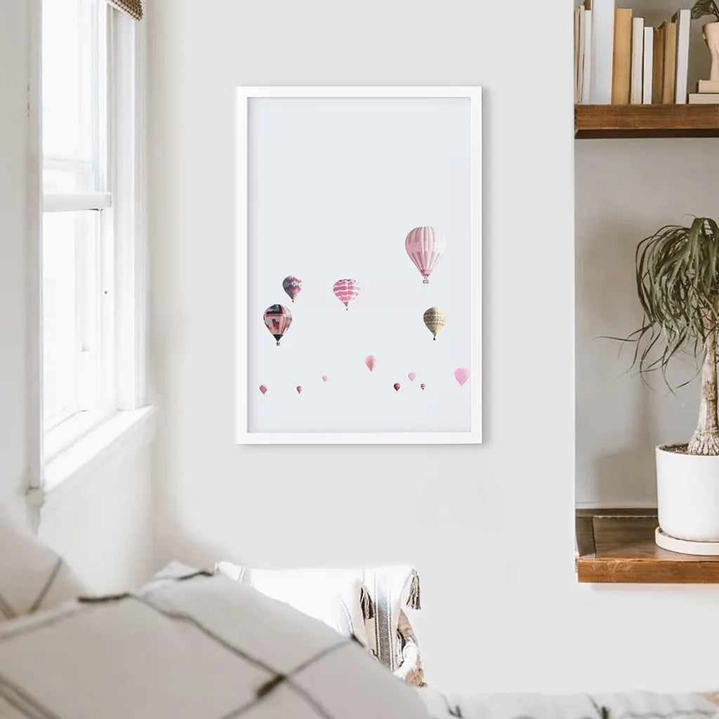 Colorful Hot Air Balloons Wall Art Print, Kids Room Decor