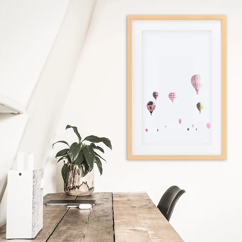 Colorful Hot Air Balloons Wall Art Print, Kids Room Decor