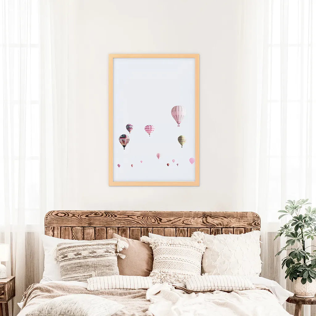 Colorful Hot Air Balloons Wall Art Print, Kids Room Decor