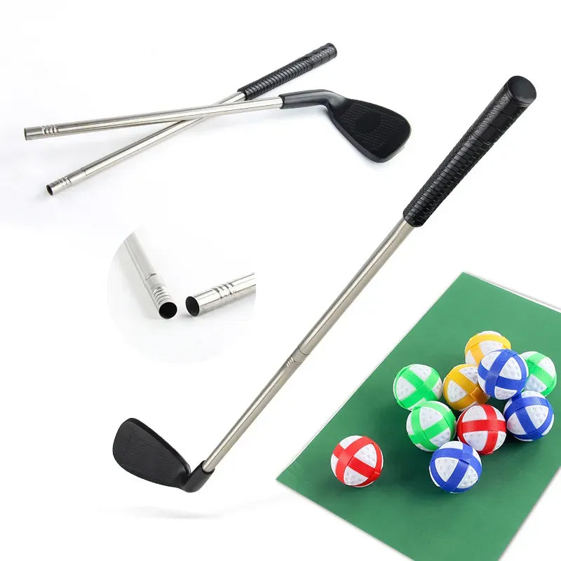 Kids Golf clubs and balls toy on a white background
