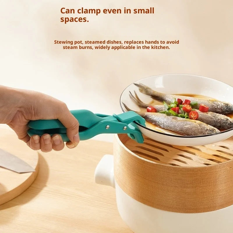 Kitchen anti burn clamp lifting hot plate from steamer pot