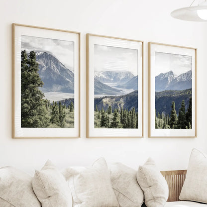 Mountain Wilderness Wall Art Set of 3 Nature Prints