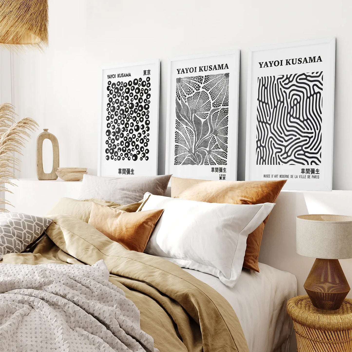 Black and White Abstract Wall Art Set of 3 Prints