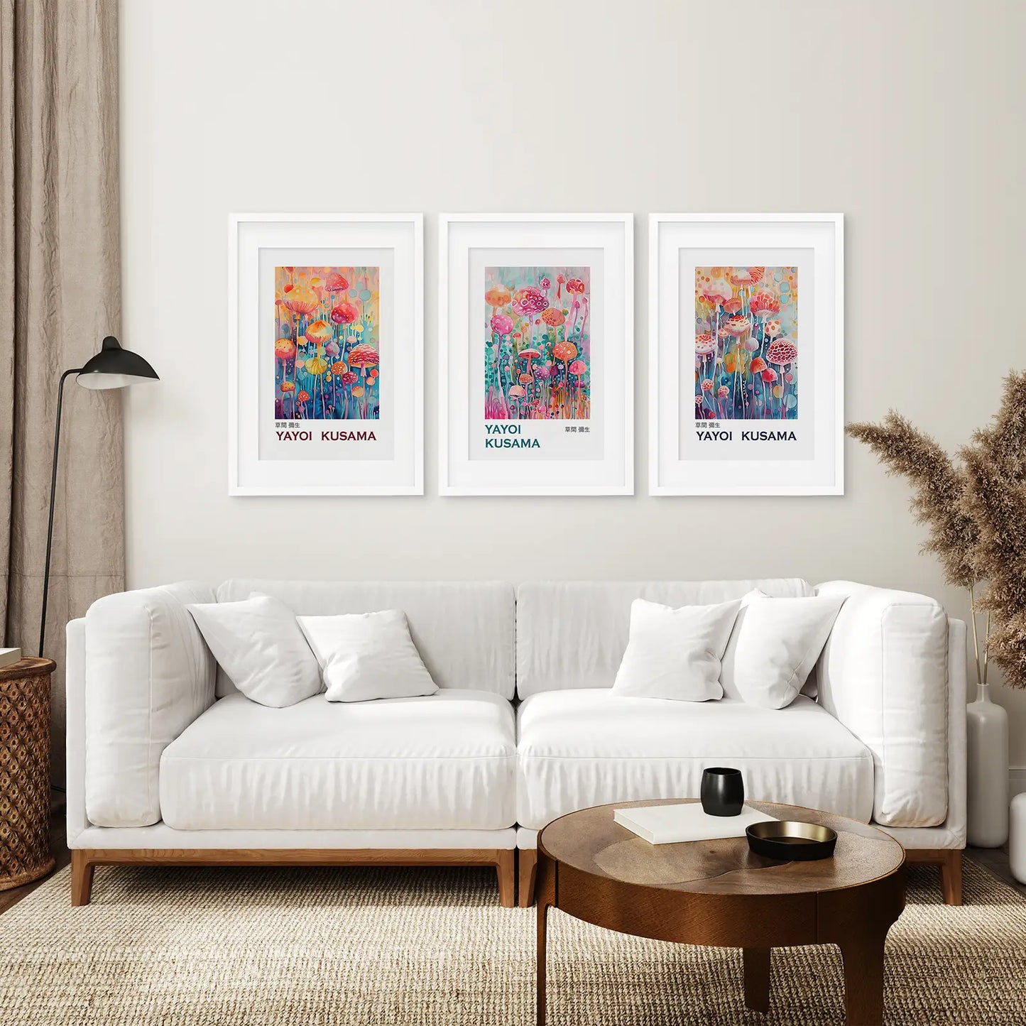 Colorful Mushroom Wall Art Set of 3 Prints Decor