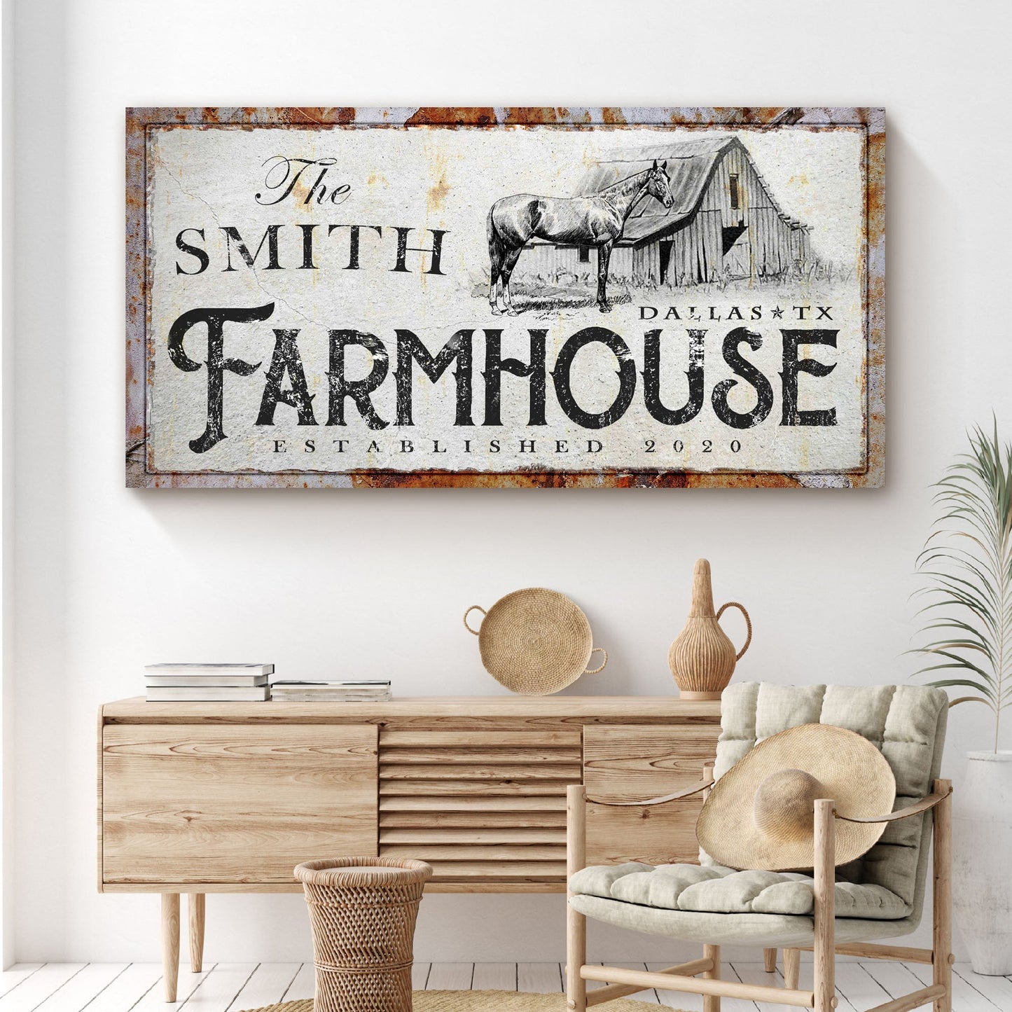 Rustic Horse Farmhouse Canvas Sign