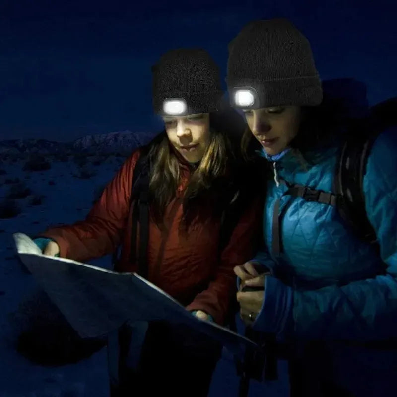 LED headlamp bluetooth beanie for hiking