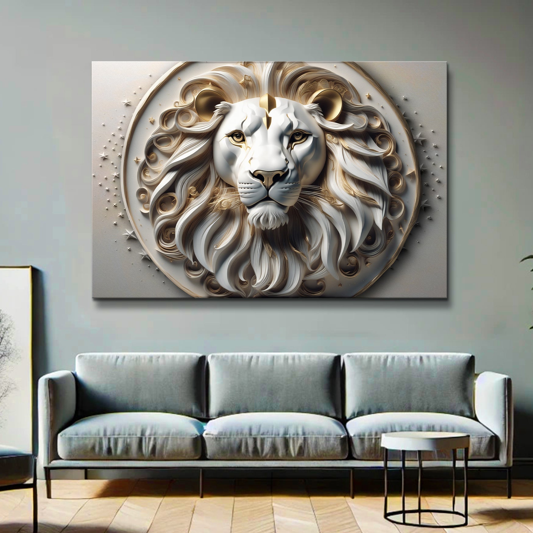 3D majestic lion canvas wall art design six