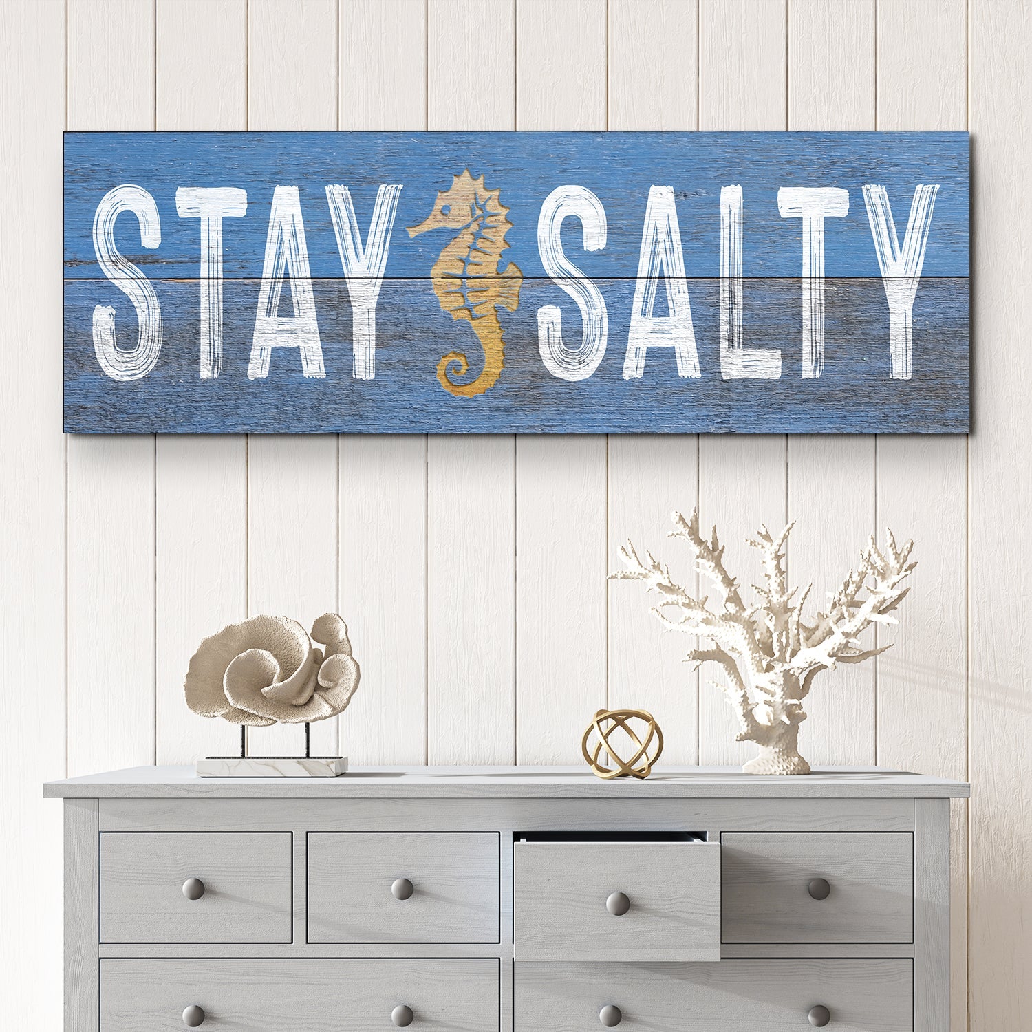 Stay Salty coastal breeze canvas wall art casual beach house decor