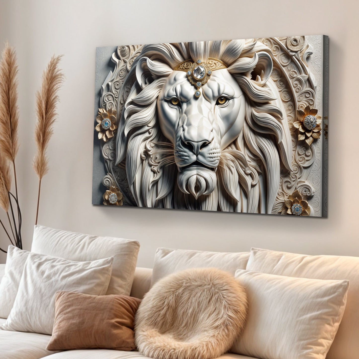 3D Majestic Lion Canvas Wall Art