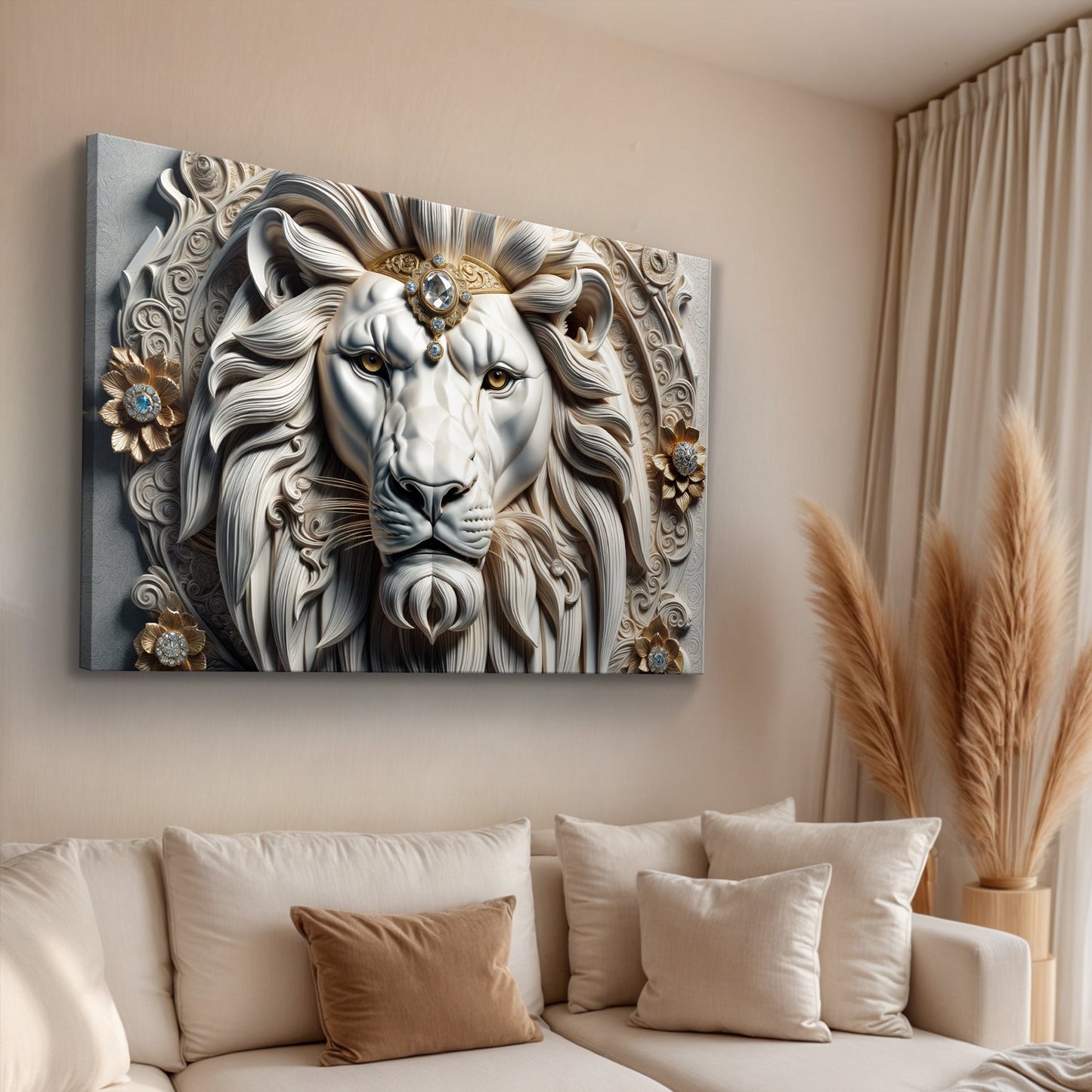 3D Majestic Lion Canvas Wall Art
