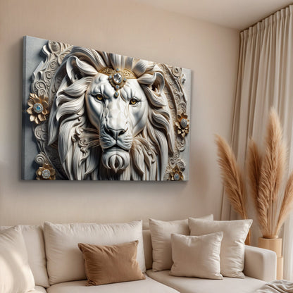 3D Majestic Lion Canvas Wall Art